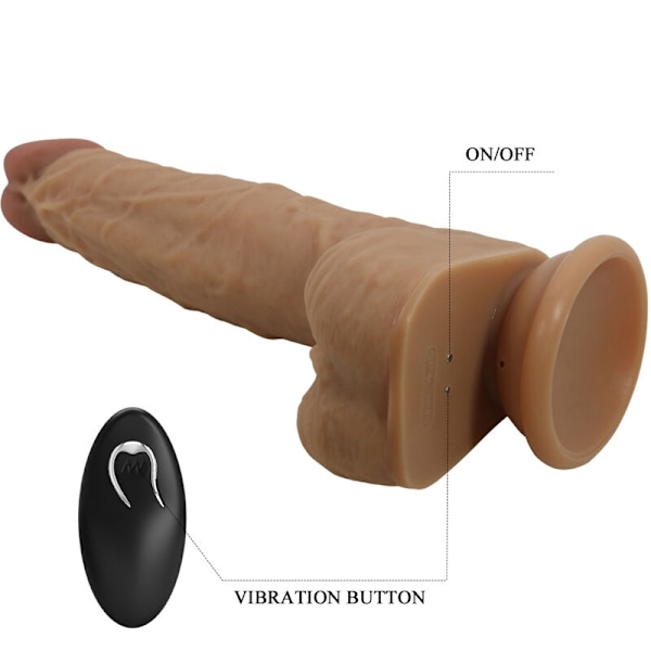 Pretty Love - Jonathan Silicone Dildo 3 tärinää + 3 lisäyksen mittaa kaukosäädin 21 cm