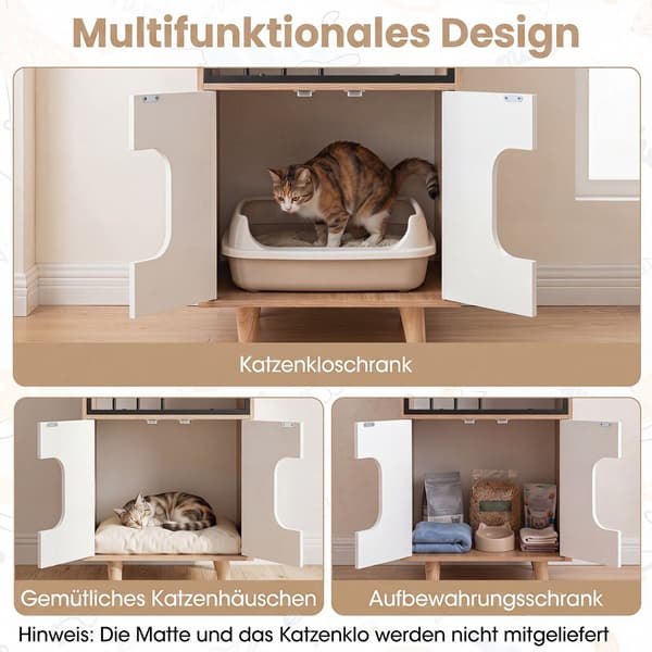 Kattlåda med hyllplan och dubbeldörrar