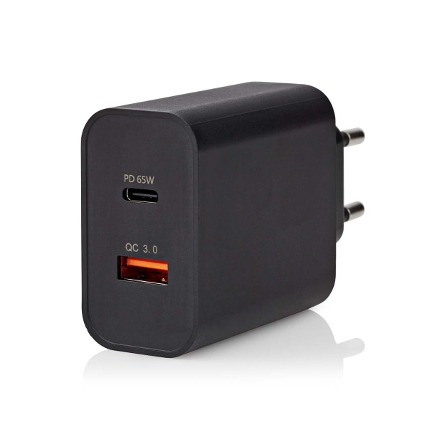Väggladdare | 65 W | Snabbladdnings funktion | 2.0 / 2.25 A / 3.25 A A | Antal utgångar: 2 | USB-A / USB-C™ | Automatiskt val av Spänning