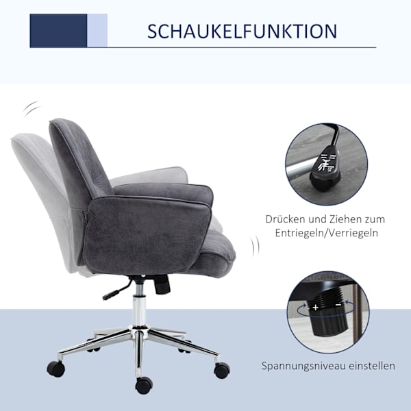 Kontorstol Ergonomisk Skrivebordsstol Med Vippefunktion, Højdejusterbar, Bæreevne Op Til 120Kg, 67X69X92-102Cm