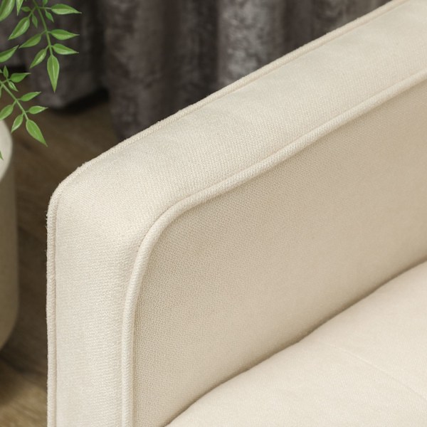 3 personers sofa, sofa med opbevaringsplads, træben, polstret sofa med fløjlslook til stue, soveværelse, 166,5 x 62 x 82 cm, cremehvid