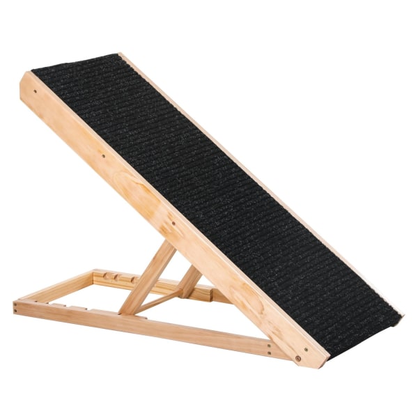 Pet Ramp Justerbar Hunderampe Med Skridsikkert Tæppe, Fyrretræ, Polyester, 90X40X61Cm