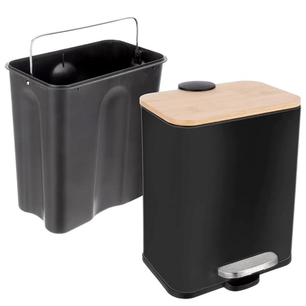 Sort pedalspand i rustfrit stål, 5 liters kapacitet