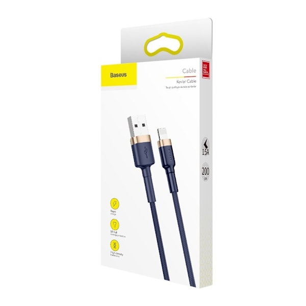 Kestävä nylonkaapeli USB-kaapeli Iphone Lightning QC3.0 1.5A 2M sininen