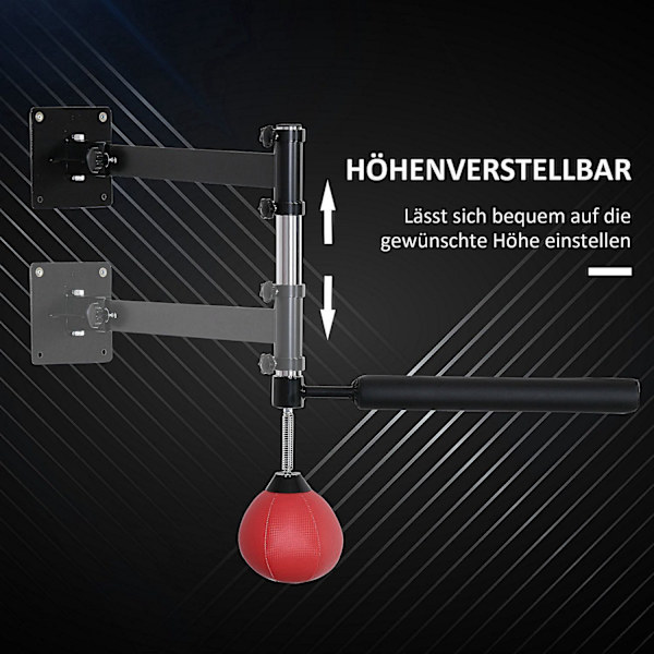 Bokseramme Spinning Bar Boksning Vægmontering Foldbar med Reflex Bar Højdejusterbar 360° sving til voksne, rød