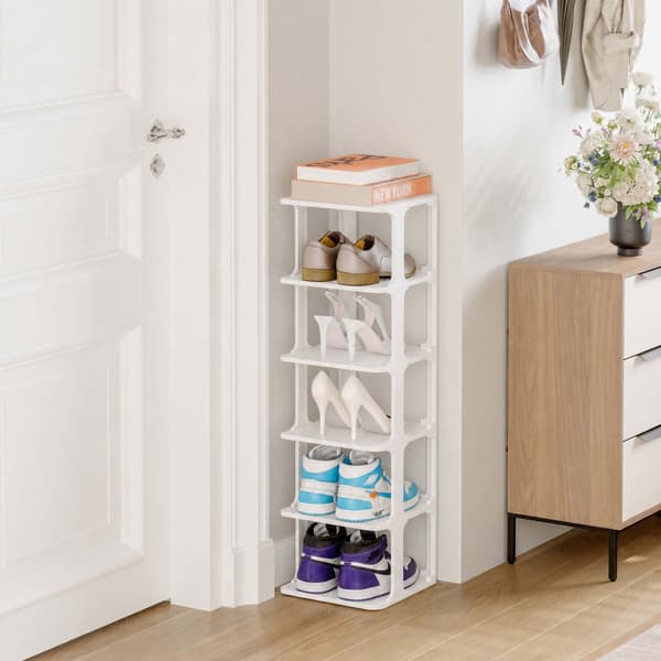 Vit skoförvaring, 6-pack – Smal, platsbesparande design