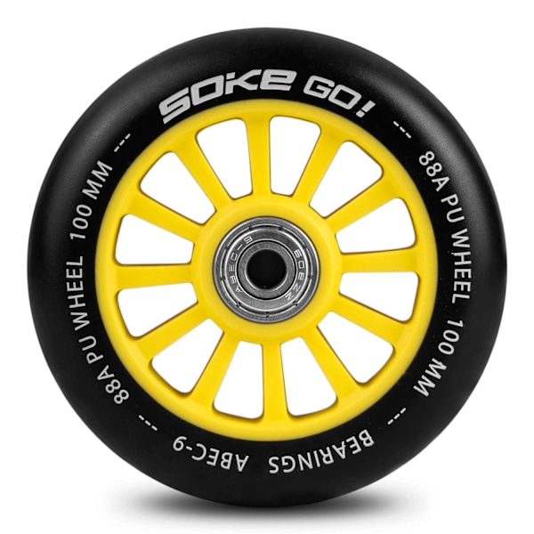 Gule hjul til scooter 100 mm (2-pak)