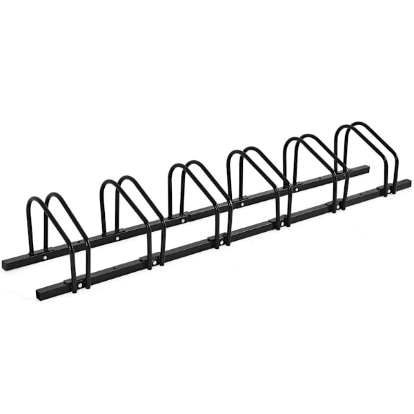 Cykelstativ med 6 cykelparkeringspladser, gulvstativ, sort
