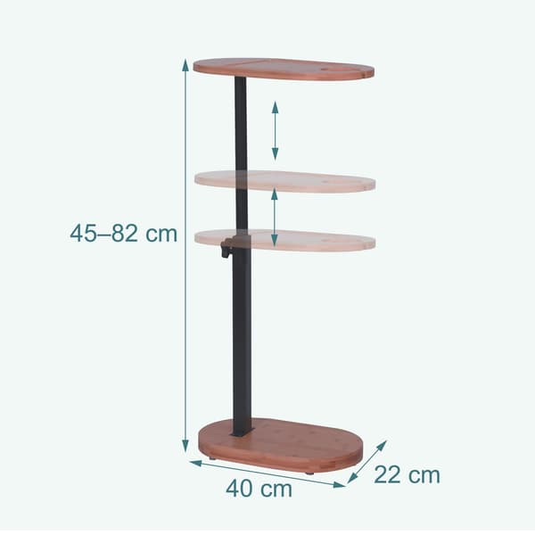 Justerbart C-formet sidebord i bambus og stål