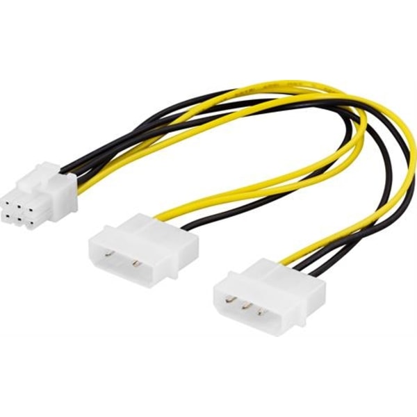 DELTACO-sovitinkaapeli 2x4-nastainen 6-nastainen PCI-Express, 25 cm