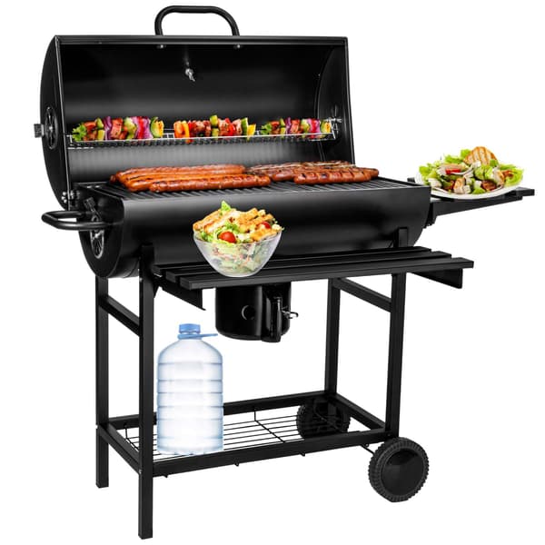 Kulgrill til haven med 2 riste, askebakke og termometer