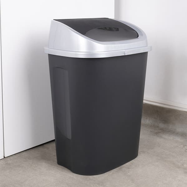 Soptunna 25L, hållbar, mörkgrå, vippbart lock