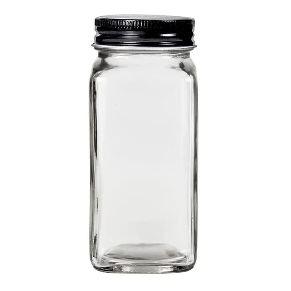 Sæt med 24 krydderikrukker – glas, sorte låg, 120 ml pr. stk.