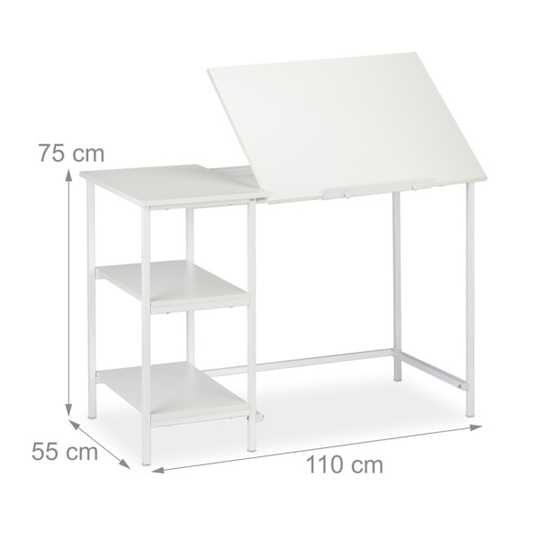 Uppfällbart skrivbord med 3 hyllor