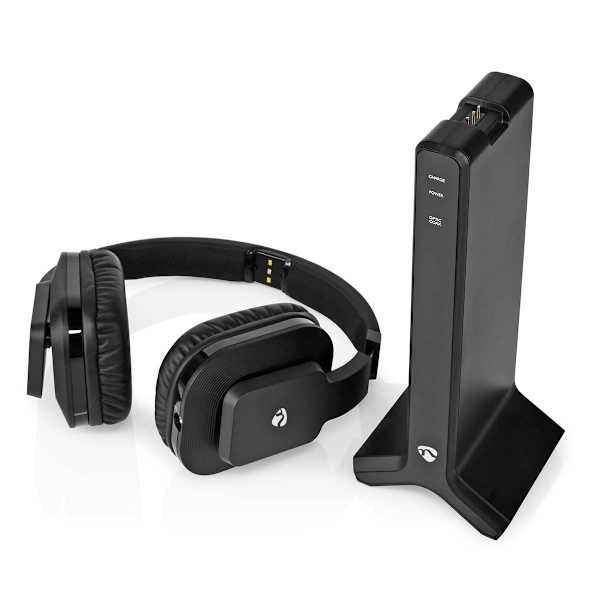 Trådløst TV hovedtelefoner | RF | Over-Ear | Maksimal batteritid: 8 timer | 25 m | Digital lyd | Opladningsstation | Sort