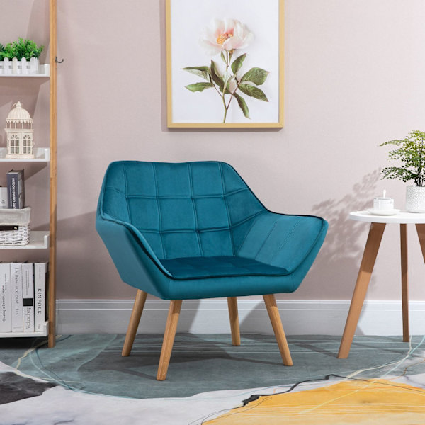 Enkeltlænestol Fløjstol Afslapningsstol, Fløjl, Hævede Ben, Fløjlslignende Polyester, Skandinavisk, Grøn, 64X62X72,5Cm