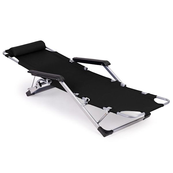 Havestrandstole, foldbar 2-i-1, sort, MultiGarden