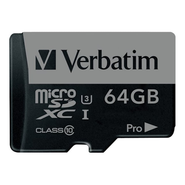 Verbatim PRO - Flash-hukommelseskort (SD-adapter inkluderet) - 64 GB - UHS Class 3 / Class10 - 300x/600x