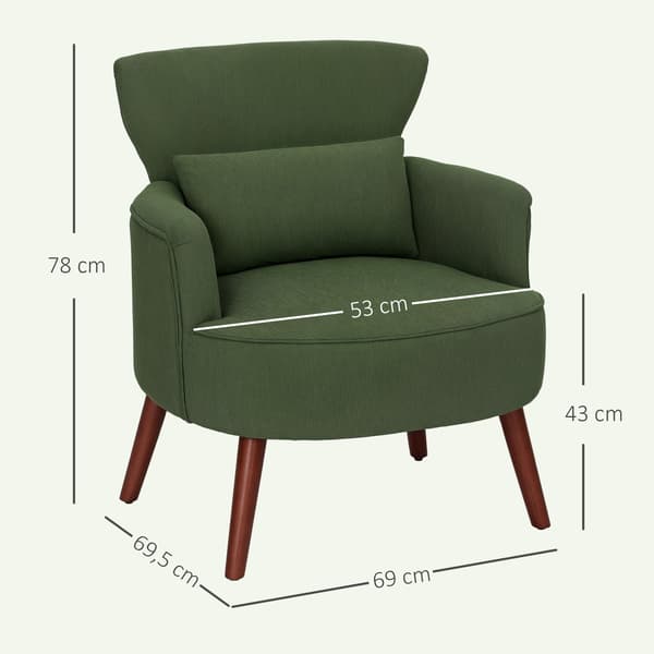 Grøn Corduroy Wingback stol – High-Density Foam, 18 cm polstring