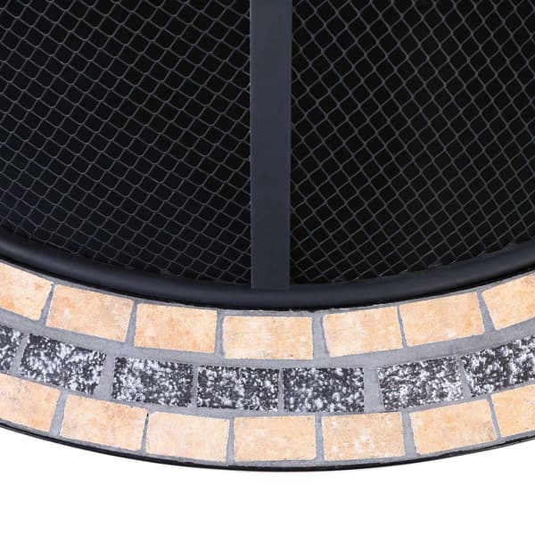 Mosaik eldstad, rund 82 cm, pulverlackerad stål