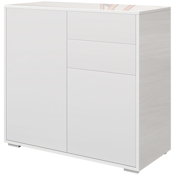 Senkki laatikollinen säilytyskaappi, 2 napsautusovea, keittiön kaappi säädettävällä hyllyllä, buffet-kaappi keittiöön, olohuone 79x36x75 cm valkoinen