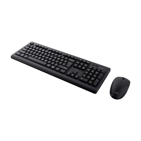 Trust Primo - Sæt med tastatur og mus - 100% - fuld størrelse - trådløs - QWERTY - Nordic - sort