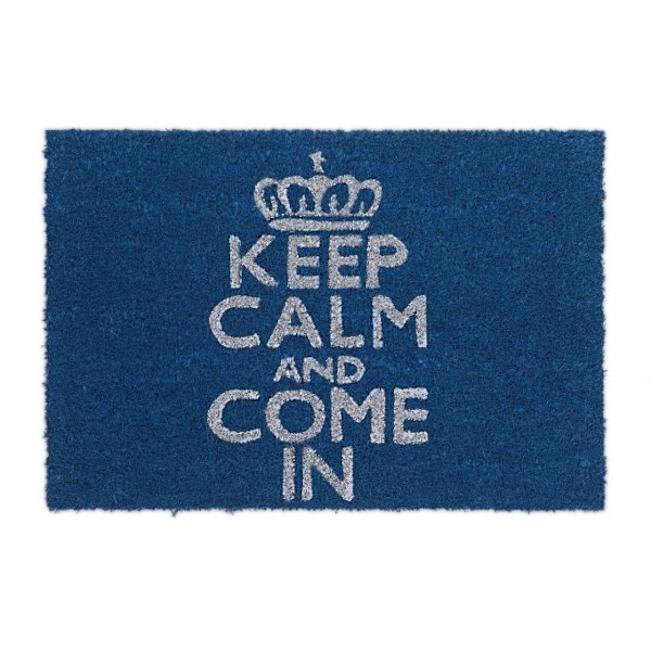 Dörrmatta ”Keep calm and come in” blå