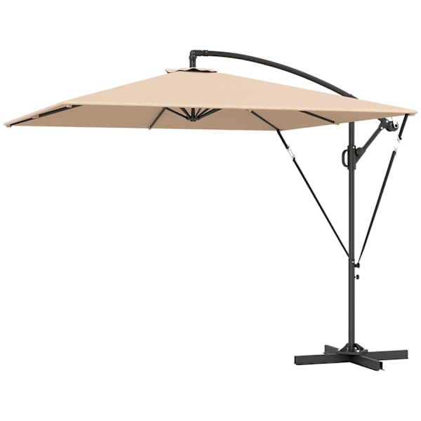 Fribärande paraply Ø260 cm parasoll med UV-skydd 50+ vattenavvisande vevparaply med stativ, lock, vev, vindlås, marknadsparaply fällbart trädgårdspara