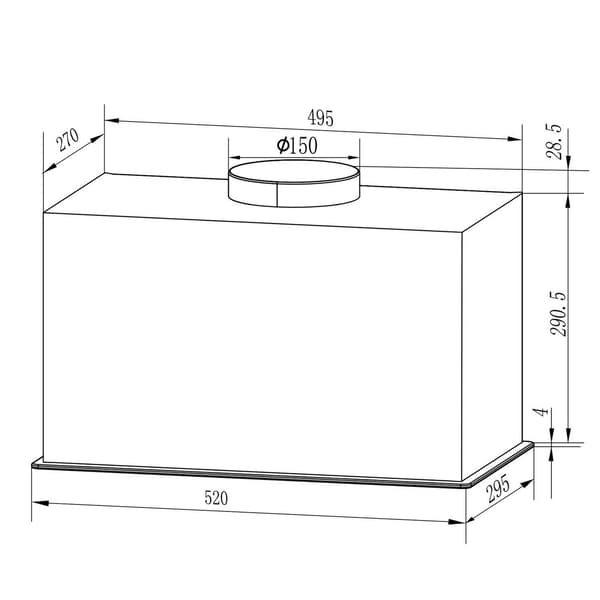 Elegant Emhætte 52 cm Sort Berdsen BT-239