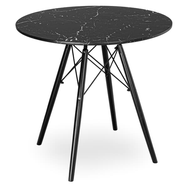 Pyöreä ruokapöytä, musta marmorikansi, 80 cm