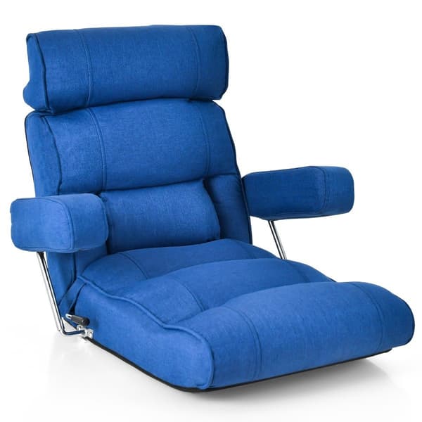 Gulvstol foldbar bond sofa med justerbart ryglæn 80 x 72 x 75 cm blå