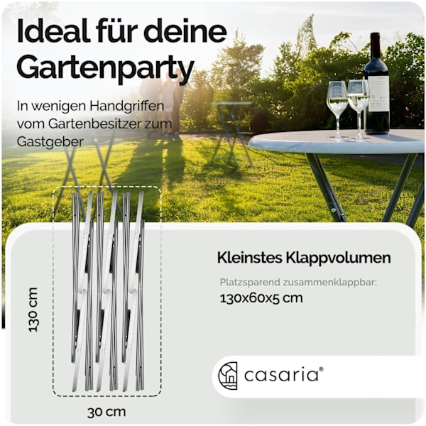 Hopfällbart barbord, vit marmorlook, 130x60cm