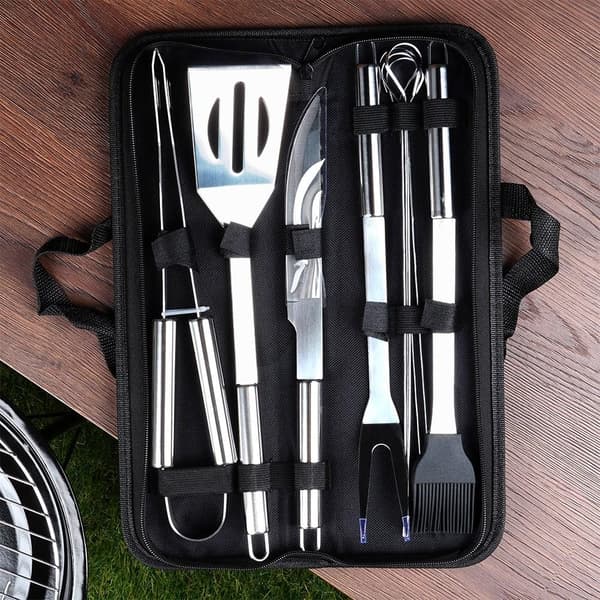 10 essentielle grillværktøjer i pose, rustfrit stål