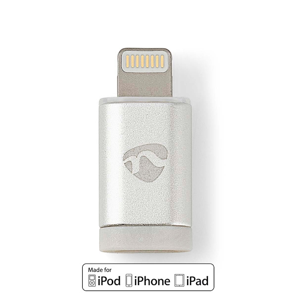 Lightning Sovitin | Apple Lightning 8-Pin | USB Micro-B naaras | Kullattu | Pyöreä | Alumiini