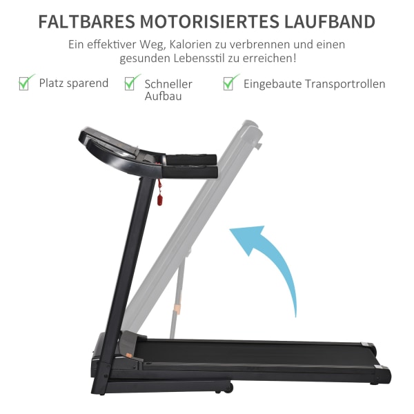 Elektriskt Löpband Hopfällbart Med 12 Program, Led-Display, Mugghållare & Mobiltelefonhållare, För Hemmagym
