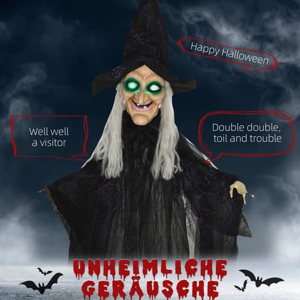 Halloween-häxdekoration med ljud- och rörelsesensor