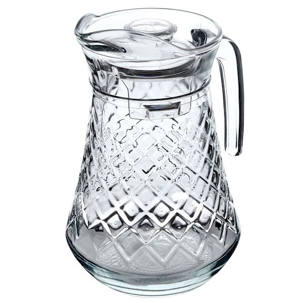 Glaskanna med lock för drycker: vatten, juice, iste & mer