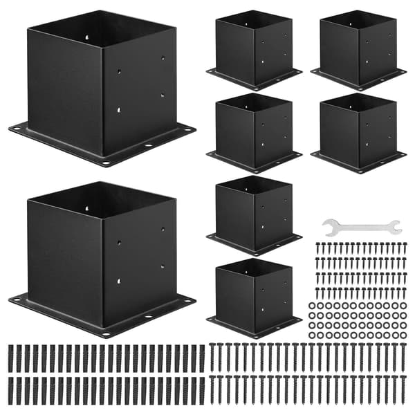 4x4 stolpfästen, 8-pack kolstål, svarta