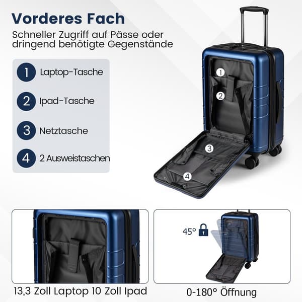 Expanderbart 20"" lätt PC Hardshell Bagage med USB-port