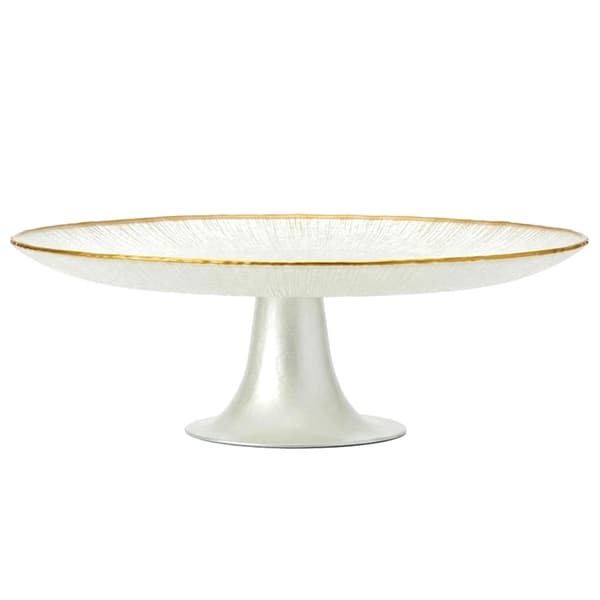 Glasfat, Vitt med Guldkant, 28 cm