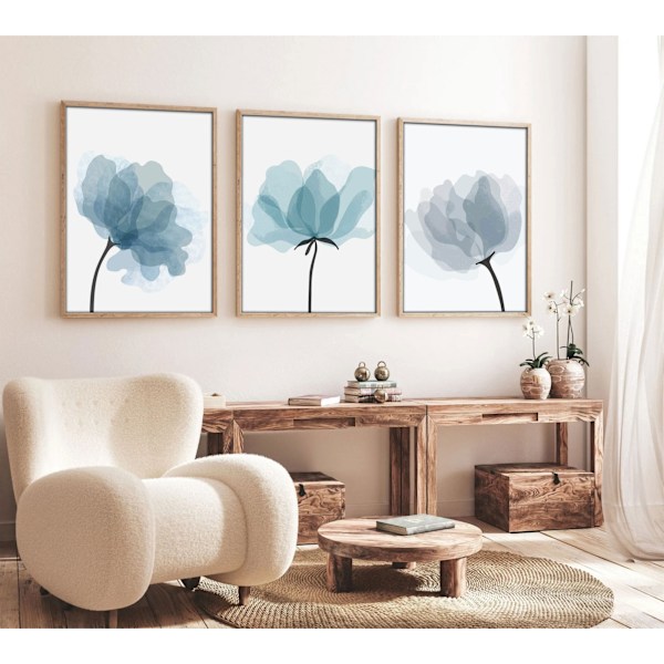 Dekorativ inramad MDF-målning (3 delar) Huhu206 - 50 x 70