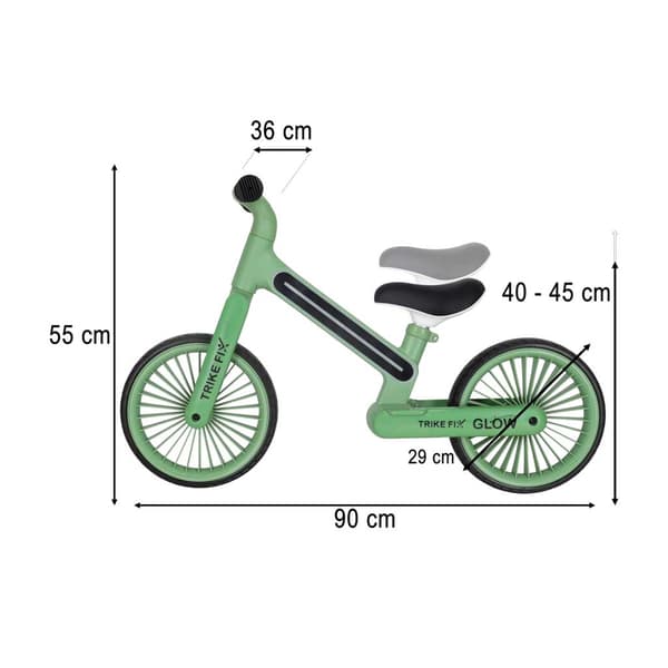 Børnebalancecykel med LED-lys, grøn, 12 tommer