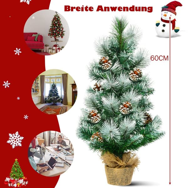 60 cm Snowy Pine Mini julgran med tallkottar