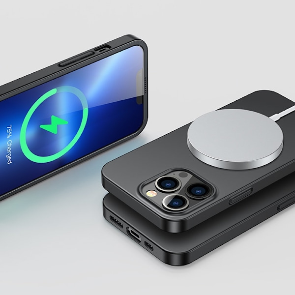 Cover til iPhone 13 Pro Max, bag- og frontcover + hærdet glas, sort