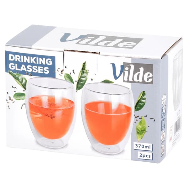 Dobbeltvæggede glas til kaffe og te, 370 ml, sæt med 2