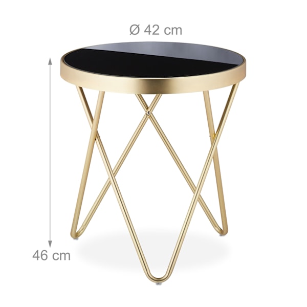 Rundt sidebord sort-guld
