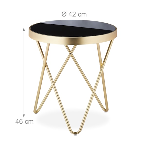 Runt sidobord svart-guld