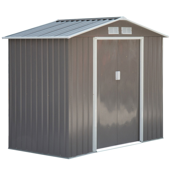 Tool Shed Puutarhavaja Lattiakehyksellä Ja Liukuovilla, Säänkestävä, Teräs, Vaaleanvihreä, 213X130X185Cm