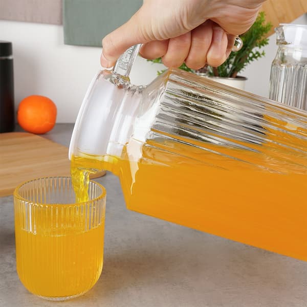Glaskanna med lock, smal, 1,8L för kyl