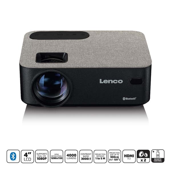 HD 720P LCD-projektor med Bluetooth grå